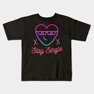 Stay Single Cool Heart Bachelor Anti Love Fun Kids T-Shirt